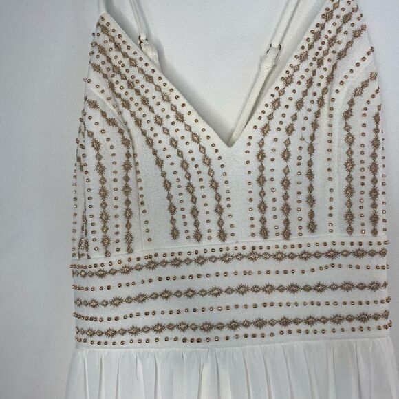 Lulu’s Meet me in Madrid white pleated skirt beaded top dress S - Picture 7 of 9